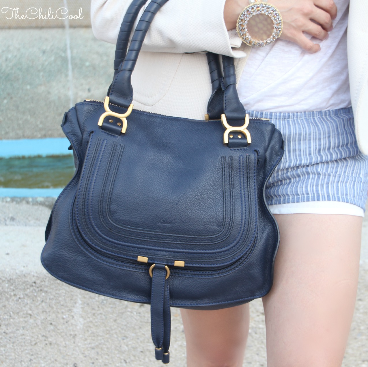 alessia milanese, thechilicool, fashion blog, fashion blogger, back to basics con shorts a righe e sunglasses in bambù, marcie chloe bag   