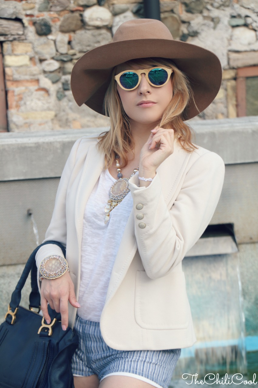 alessia milanese, thechilicool, fashion blog, fashion blogger, back to basics con shorts a righe e sunglasses in bambù, marcie chloe bag