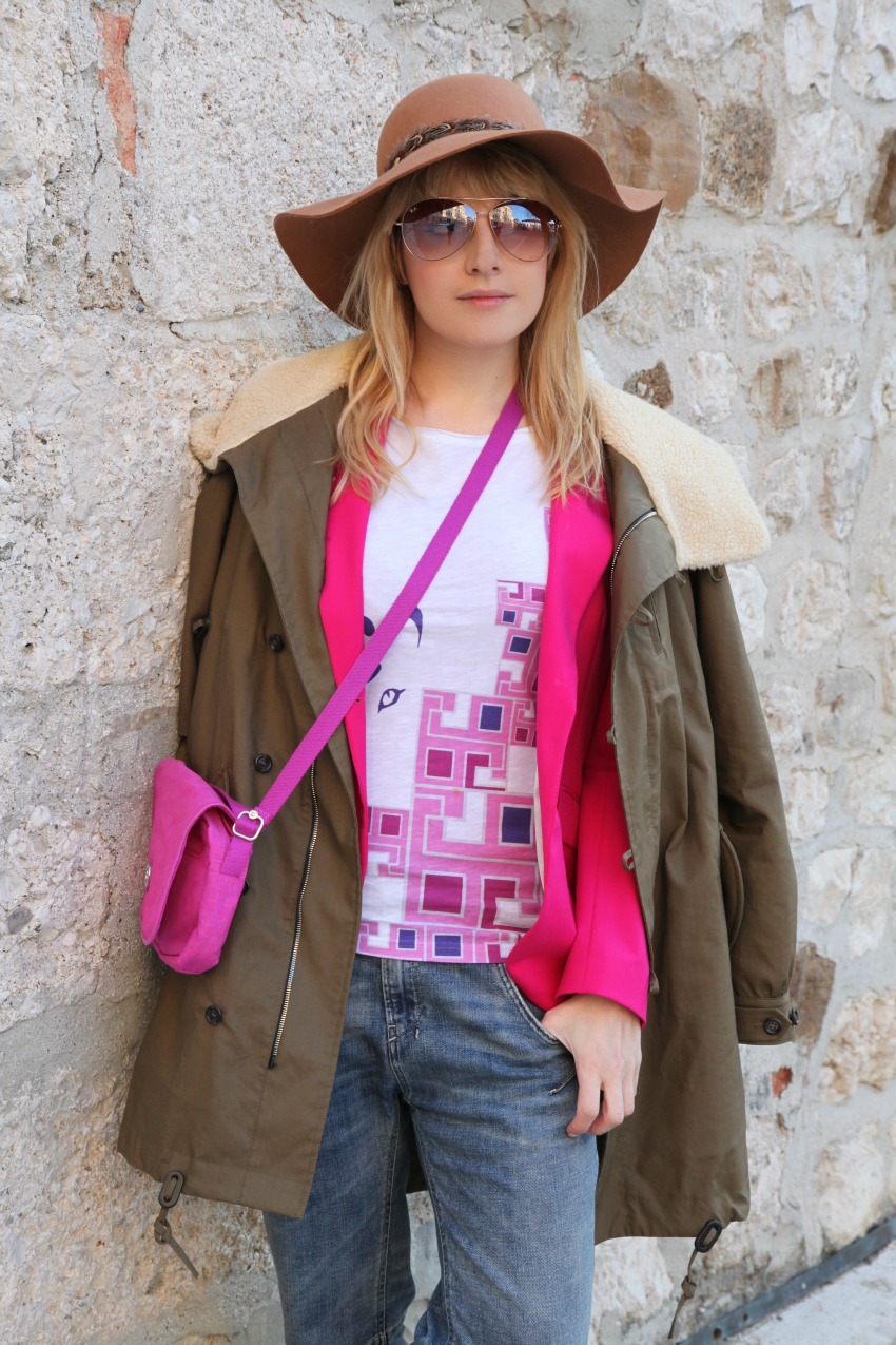 Pink...parka, alessia milanese, thechilicool, fashion blog, fashion blogger , mnc by martina tittonel tee