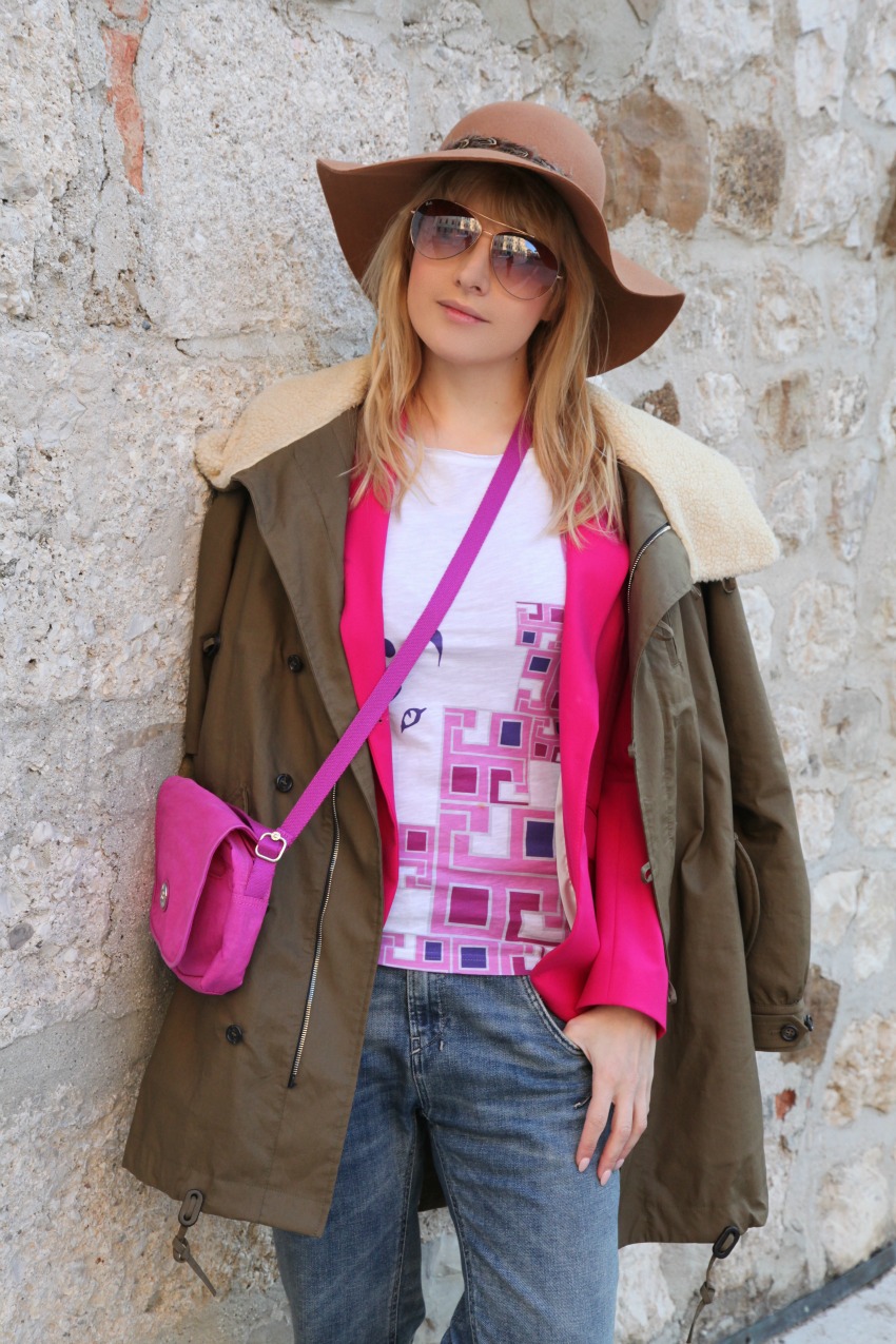 Pink...parka, alessia milanese, thechilicool, fashion blog, fashion blogger , mnc by martina tittonel tee